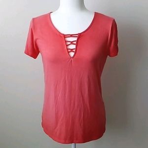 ☀️NWT☀️ Coral Lace-up Tee